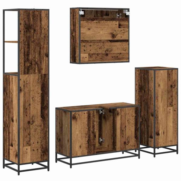 Badezimmermöbel-Set 4 stk. Altholz 90 x 33 x 60 cm