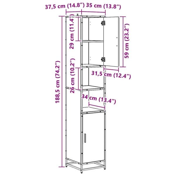 Badezimmermöbel-Set 3 stk. Altholz 35 x 37,5 x 188,5 cm