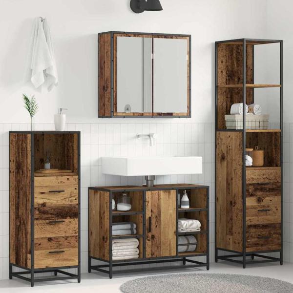 ARDEBO.de - Badezimmermöbel-Set 4 stk. Altholz 80 x 33 x 60 cm