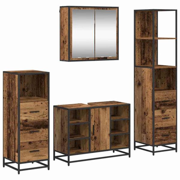 Badezimmermöbel-Set 4 stk. Altholz 80 x 33 x 60 cm