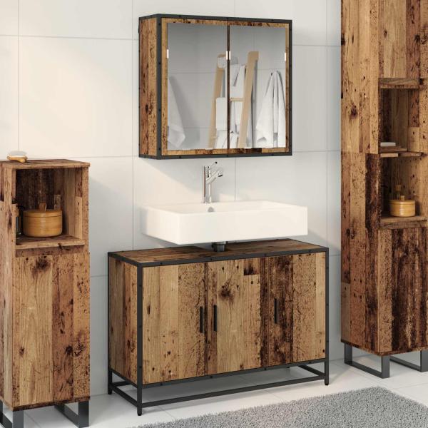 ARDEBO.de - Badezimmermöbel-Set 2 stk. Altholz 90 x 33 x 60 cm