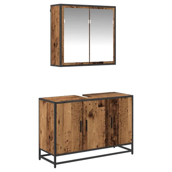Badezimmermöbel-Set 2 stk. Altholz 90 x 33 x 60 cm