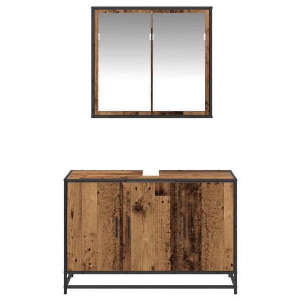 Badezimmermöbel-Set 2 stk. Altholz 90 x 33 x 60 cm