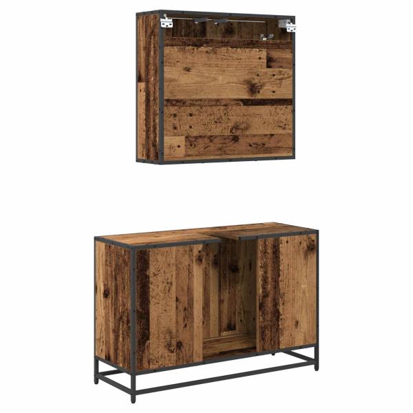 Badezimmermöbel-Set 2 stk. Altholz 90 x 33 x 60 cm
