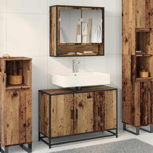ARDEBO.de - Badezimmermöbel-Set 2 stk. Altholz 90 x 33 x 60 cm