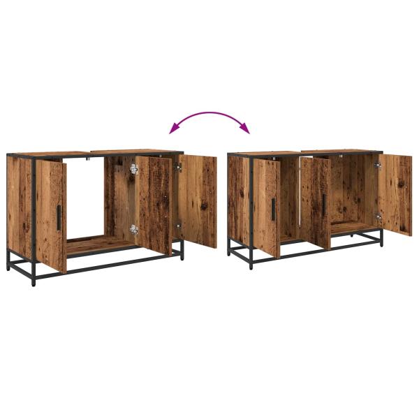 Badezimmermöbel-Set 2 stk. Altholz 90 x 33 x 60 cm
