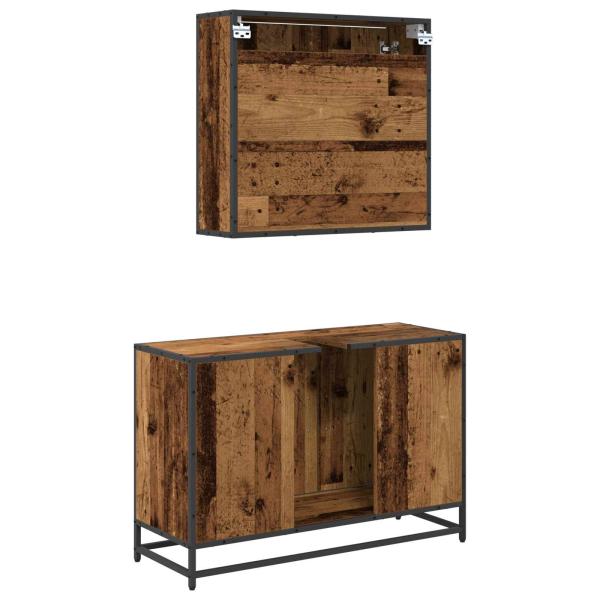 Badezimmermöbel-Set 2 stk. Altholz 90 x 33 x 60 cm