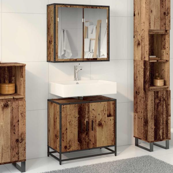 ARDEBO.de - Badezimmermöbel-Set 2 Stk. Altholz Holzwerkstoff