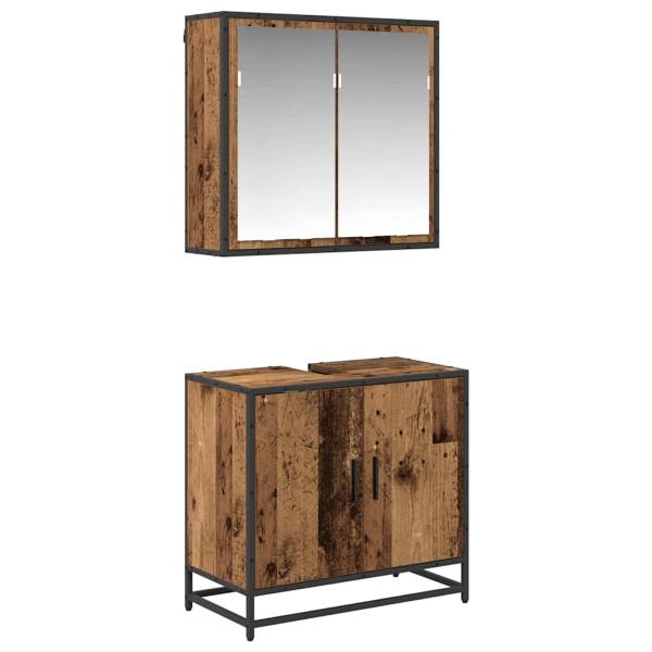 Badezimmermöbel-Set 2 Stk. Altholz Holzwerkstoff