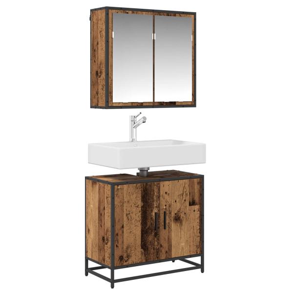 Badezimmermöbel-Set 2 Stk. Altholz Holzwerkstoff