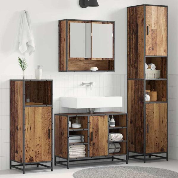 ARDEBO.de - Badezimmermöbel-Set 3 Stk. Altholz Holzwerkstoff