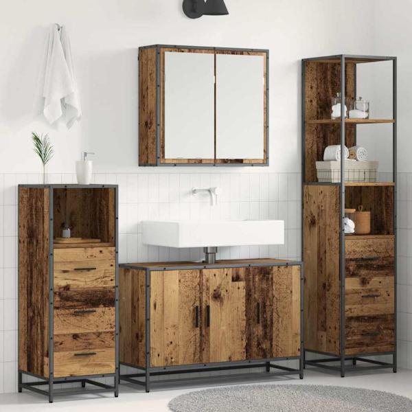 ARDEBO.de - Badezimmermöbel-Set 4 stk. Altholz 90 x 33 x 60 cm