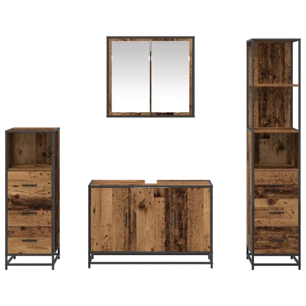 Badezimmermöbel-Set 4 stk. Altholz 90 x 33 x 60 cm