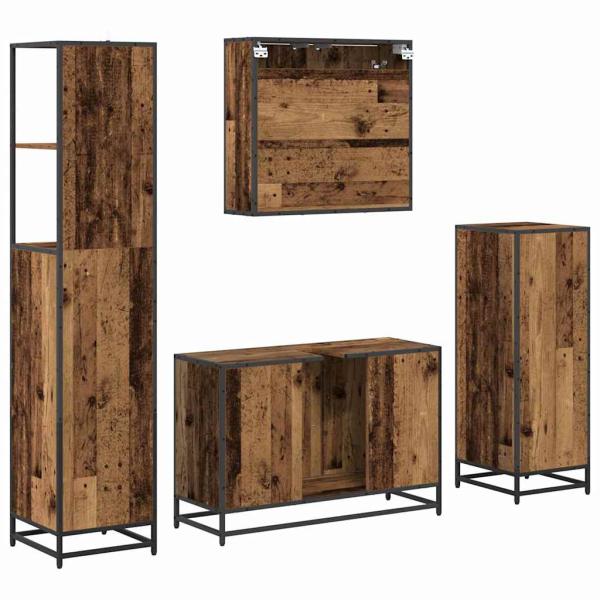 Badezimmermöbel-Set 4 stk. Altholz 90 x 33 x 60 cm