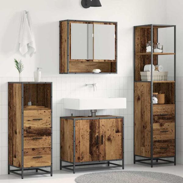 ARDEBO.de - Badezimmermöbel-Set 4 stk. Altholz 65 x 33 x 60 cm