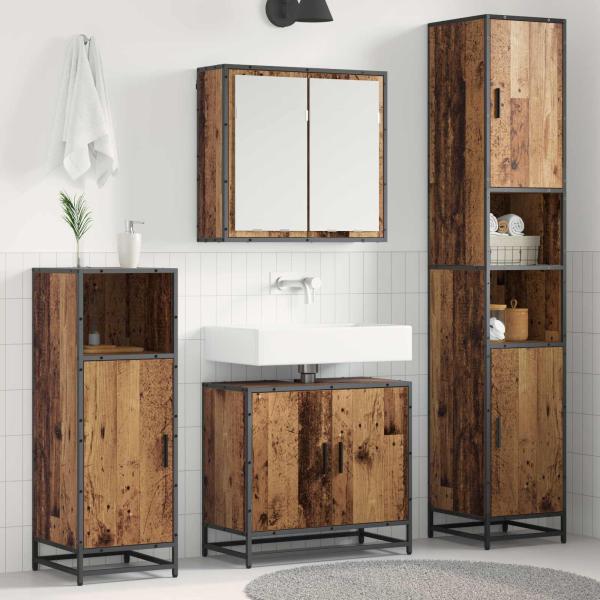 ARDEBO.de - Badezimmermöbel-Set 3 stk. Altholz 65 x 33 x 60 cm