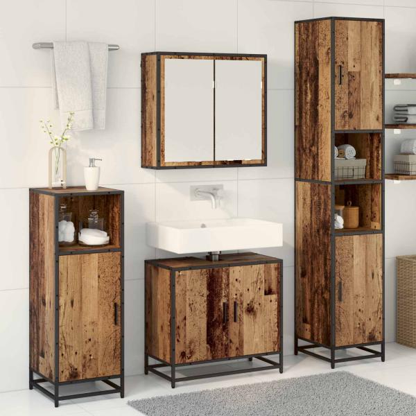 Badezimmermöbel-Set 3 stk. Altholz 65 x 33 x 60 cm