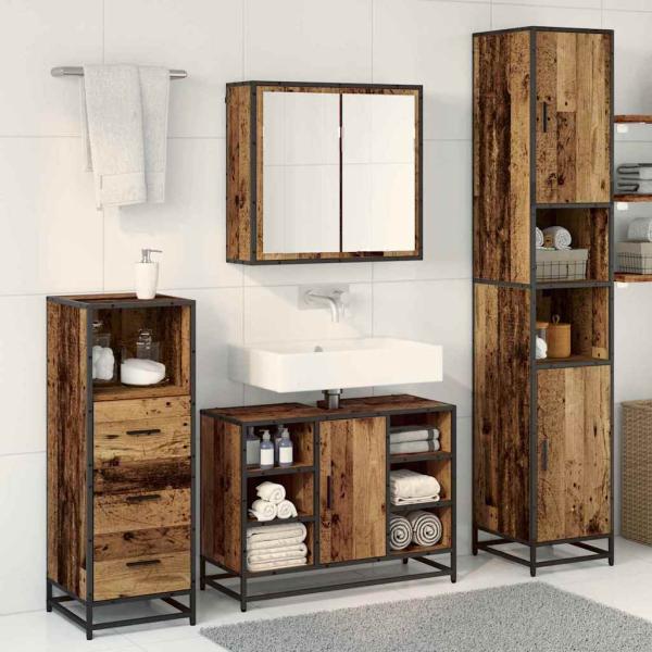 Badezimmermöbel-Set 3 Stk. Altholz Holzwerkstoff
