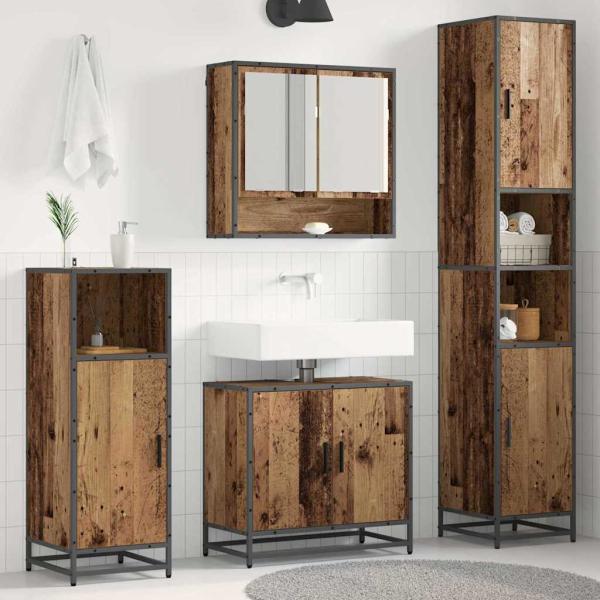 ARDEBO.de - Badezimmermöbel-Set 3 stk. Altholz 35 x 37,5 x 188,5 cm