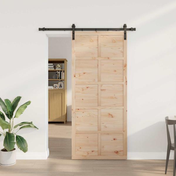 ARDEBO.de - Schiebetür Natur 80 x 208 cm Massives Kiefernholz