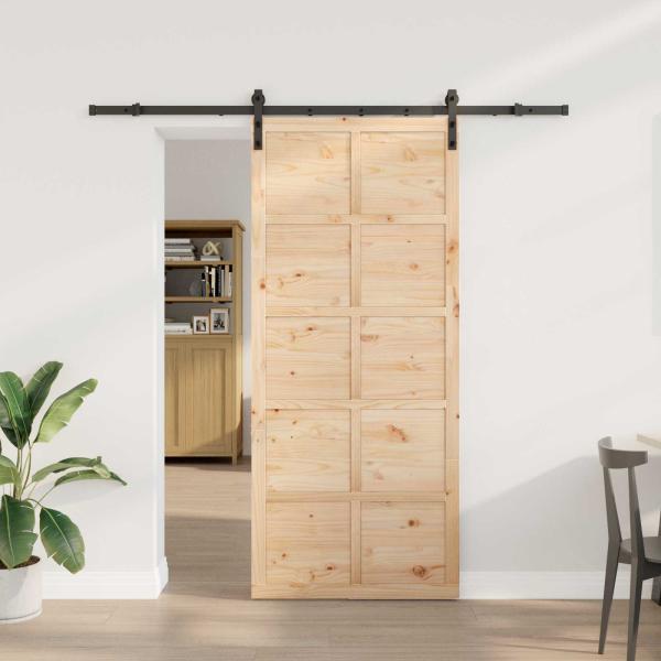 ARDEBO.de - Schiebetür Natur 100 x 208 cm Massives Kiefernholz