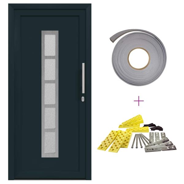 Vordertür 98 x 208 cm PVC Anthrazit