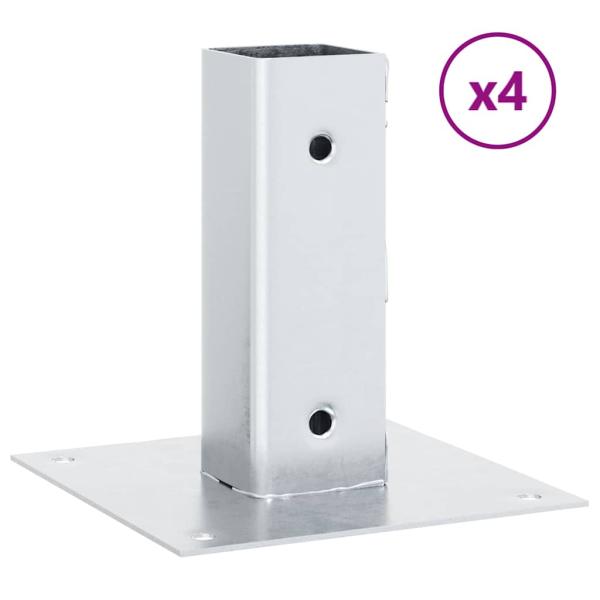 Pfostenträger Quadratisch 4Stk. Silber 46x46mm Verzinkter Stahl