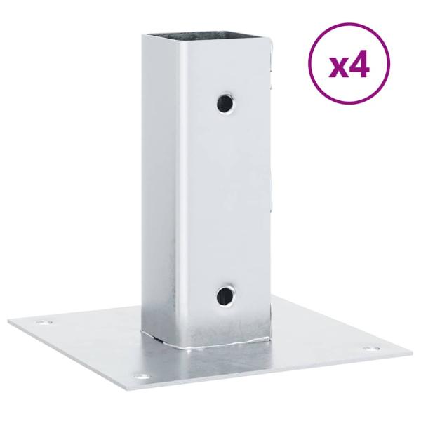 Pfostenträger Quadratisch 4Stk. Silber 51x51mm Verzinkter Stahl