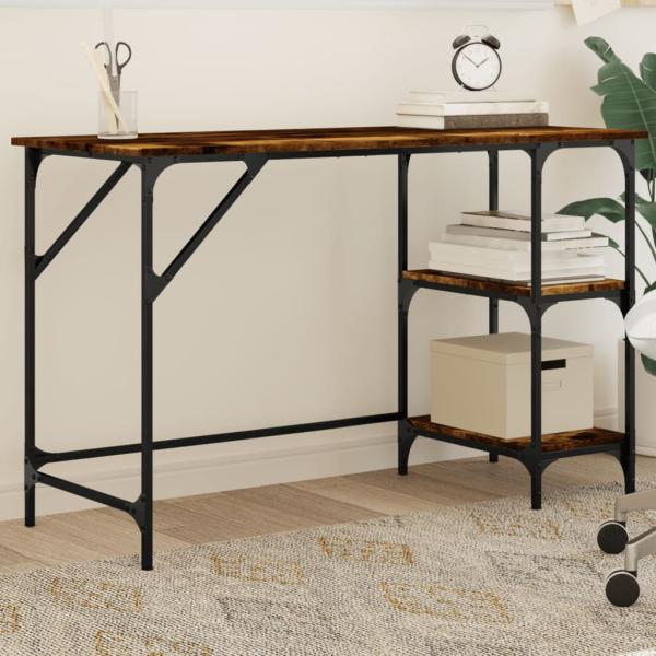 ARDEBO.de - Schreibtisch Räuchereiche 120x50x75 cm Metall Holzwerkstoff