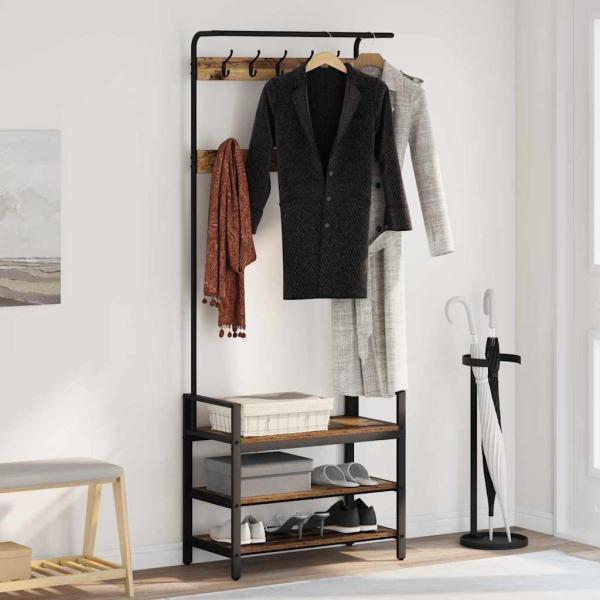 ARDEBO.de - Garderobenständer Altholz 75 x 34 x 184 cm Holzwerkstoff