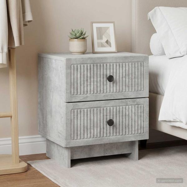 Nachttisch 2 stk. Betongrau 43 x 34,5 x 47,5 cm Holzwerkstoff