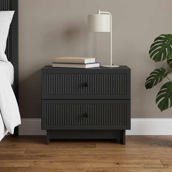 ARDEBO.de - Nachttisch Schwarz 62 x 34,5 x 47,5 cm Holzwerkstoff