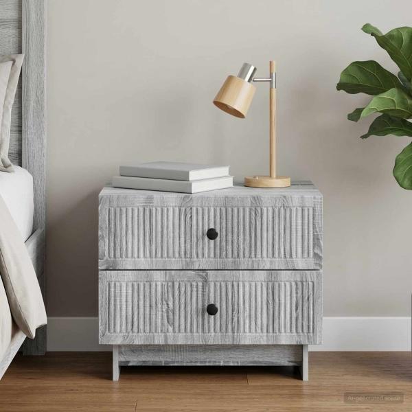 ARDEBO.de - Nachttisch Sonoma-Grau 62 x 34,5 x 47,5 cm Holzwerkstoff