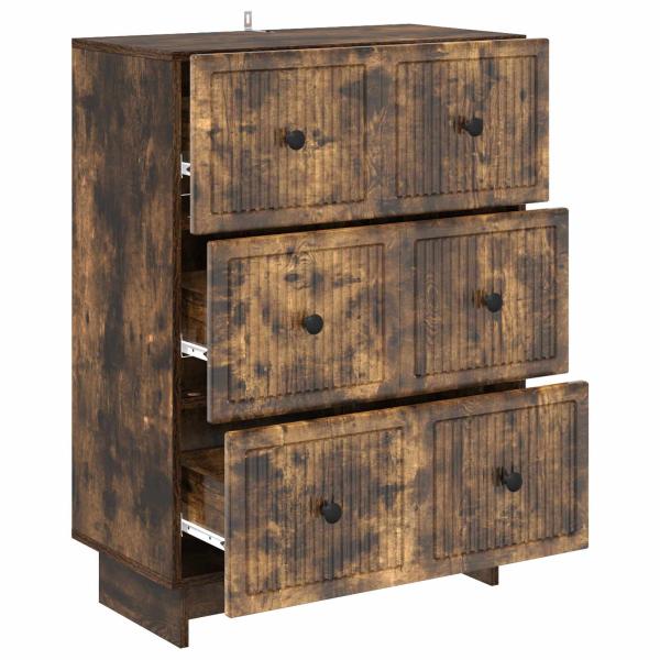 Schubladenschrank 66 x 34,5 x 90 cm Holzwerkstoff Räuchereiche