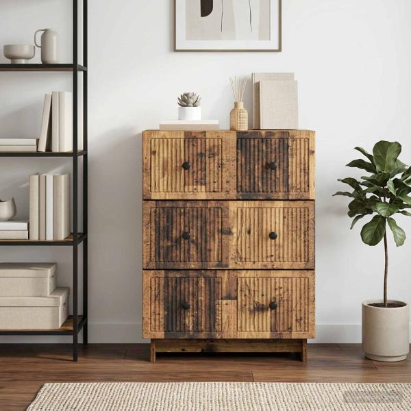 ARDEBO.de - Schubladenschrank 66 x 34,5 x 90 cm Holzwerkstoff Altholz