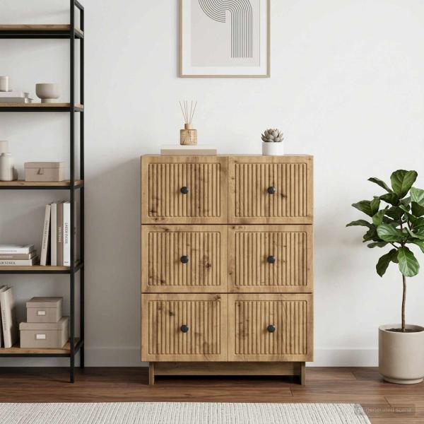 Schubladenschrank 66 x 34,5 x 90 cm Holzwerkstoff Artisan-Eiche
