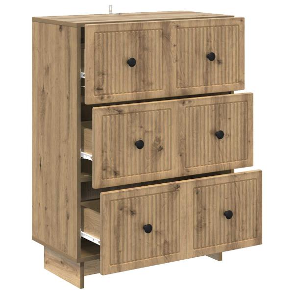 Schubladenschrank 66 x 34,5 x 90 cm Holzwerkstoff Artisan-Eiche