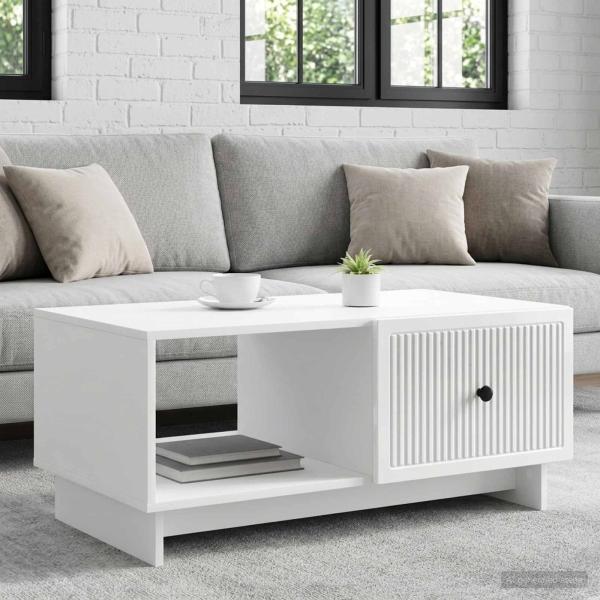 ARDEBO.de - Couchtisch Hochglanz Weiß 90 x 50 x 40 cm Holzwerkstoff