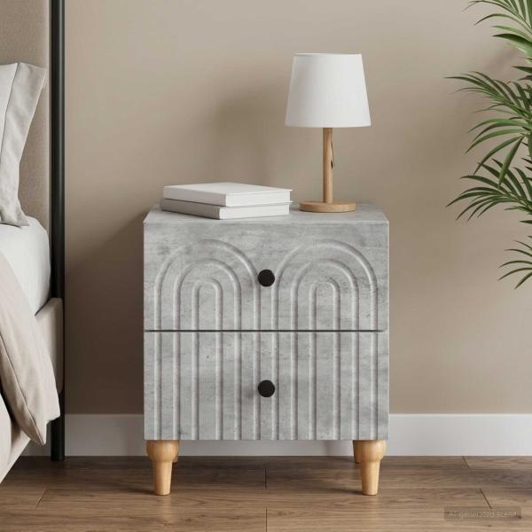 ARDEBO.de - Nachttisch Betongrau 43 x 34,5 x 48 cm Holzwerkstoff