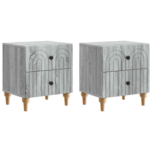 Nachttisch 2 stk. Graues Sonoma 43 x 34,5 x 48 cm Holzwerkstoff