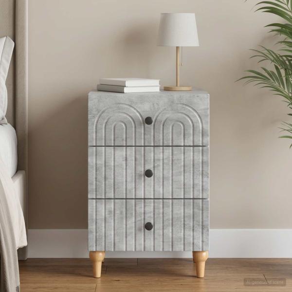 ARDEBO.de - Nachttisch Betongrau 43x 41 x 66,5 cm Holzwerkstoff
