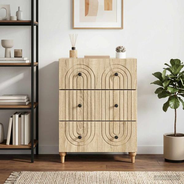 ARDEBO.de - Schubladenschrank Sonoma-Eiche 66 x 34,5 x 90 cm Holzwerkstoff