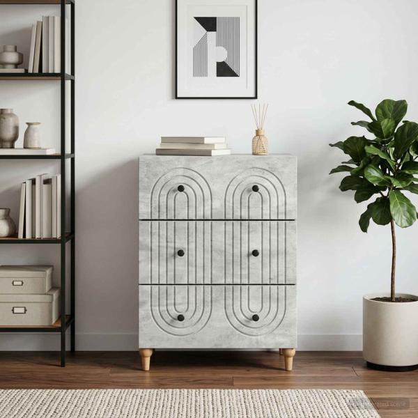 ARDEBO.de - Schubladenschrank Betongrau 66 x 34,5 x 90 cm Holzwerkstoff
