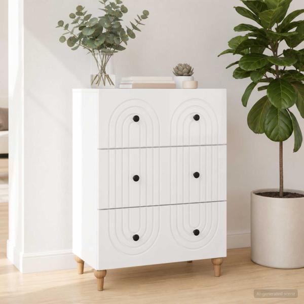 ARDEBO.de - Schubladenschrank Hochglanz Weiß 66 x 34,5 x 90 cm