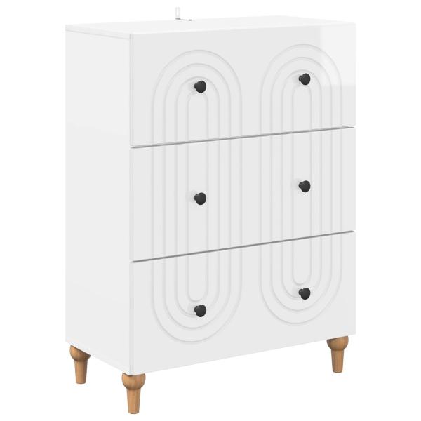 Schubladenschrank Hochglanz Weiß 66 x 34,5 x 90 cm