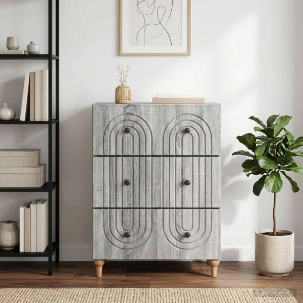 ARDEBO.de - Schubladenschrank Graues Sonoma 66 x 34,5 x 90 cm Holzwerkstoff