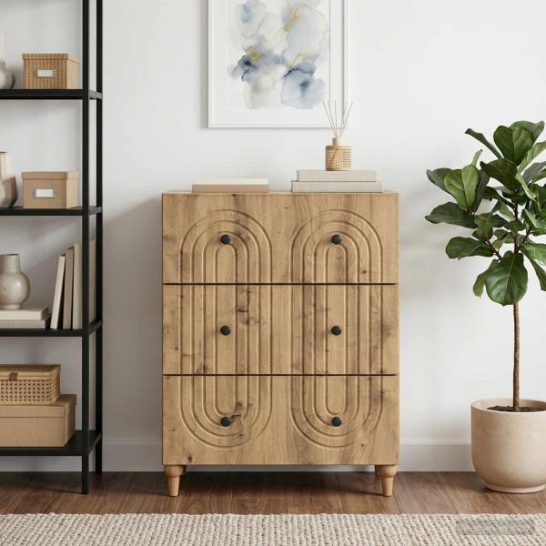 ARDEBO.de - Schubladenschrank 66 x 34,5 x 90 cm Holzwerkstoff Artisan-Eiche