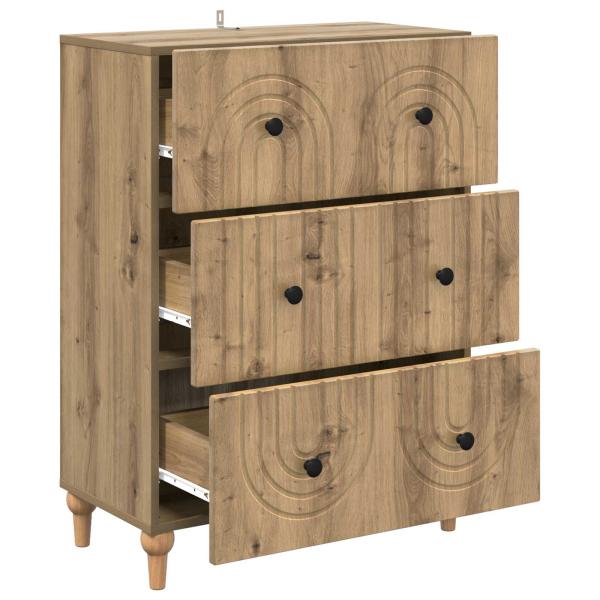 Schubladenschrank 66 x 34,5 x 90 cm Holzwerkstoff Artisan-Eiche