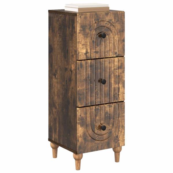 Schubladenschrank 33 x 34,5 x 90 cm Holzwerkstoff Räuchereiche
