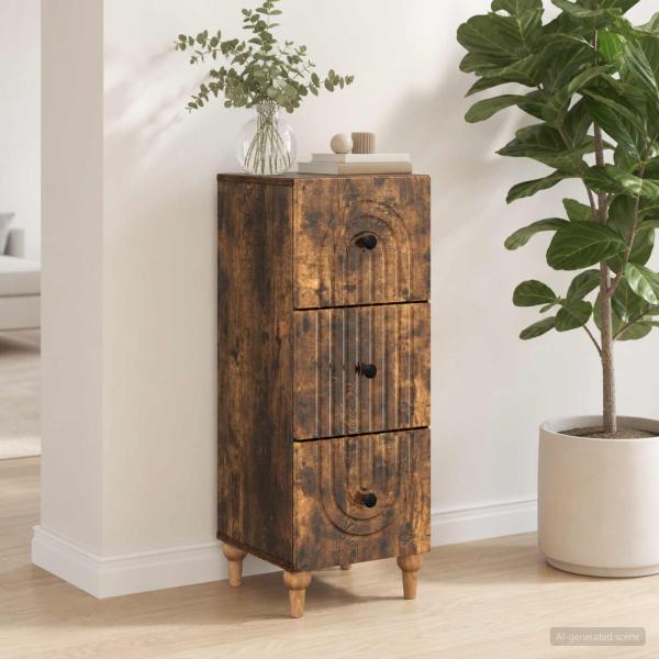 Schubladenschrank 33 x 34,5 x 90 cm Holzwerkstoff Räuchereiche